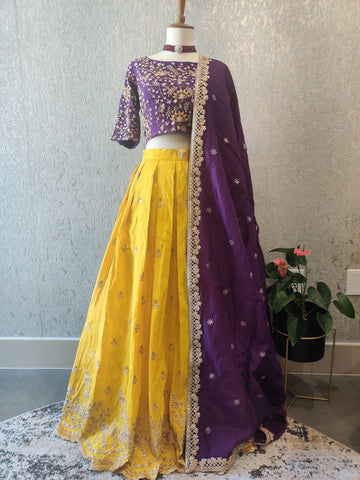Yellow Lehenga Designer wear Lehenga Heavy work Half Saree Heavy work Blouse- Indian Designer Dress Mehendi Dress Haldi Dress