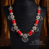 Coral necklace Pure Silver jewelry Indian diamond Necklace silver jewelry -SHABURIS