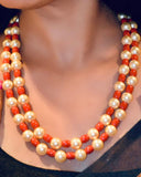 Coral Necklace sea pearl bead necklace statement jewelry SHABURIS