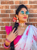 Polki Necklace pink saphire -SHABURIS