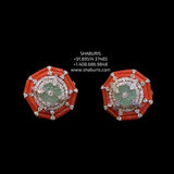 coral Jewelry,Pure Silver jewelry Indian ,coral studs,coral earrings,Indian Bridal,Indian Wedding Jewelry-NIHIRA-SHABURIS