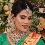 Polki necklace wedding jewelry silver necklace 925 silver with 22k gold plated - SHABURIS