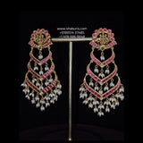 Chandbalis guttapusalu Polki jhumkas antique studs diamond studs - 925 silver Jewelry , South Indian Jewelry,bridal choker,Indian Wedding Jewelry,pure Silver indian jewelry - SHABURIS