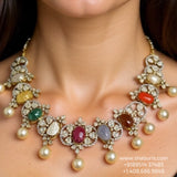 Navaratan necklace polki necklace diamond Jewelry necklace Pearl necklace statement jewelry silver necklace 925 silver with 22k gold plated - SHABURIS