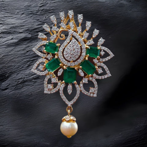 Diamond Pendant - Cocktail Jewelry - 925 silver Jewelry , South Indian Jewelry,bridal choker,Indian Wedding Jewelry,pure Silver indian jewelry - SHABURIS