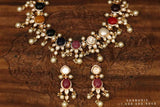 Bollywood Jewelry,Pure Silver Jewellery,Navaratan Necklace,Big Indian studs,Indian Bridal,Indian Wedding Jewelry-NIHIRA-SHABURIS