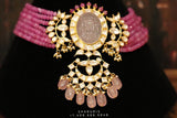 Polki Necklace pink saphire -SHABURIS
