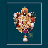 Bollywood Jewelry,Pure Silver Jewellery,Navaratan Balaji Pendent,Big Indian studs,Indian Bridal,Indian Wedding Jewelry-NIHIRA-SHABURIS