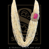 Side brooch pearl necklace | one side pendent necklace| Pearl Jewellery | Rice Pearls| indian bridal |Indian jewelry | Hair Accessories