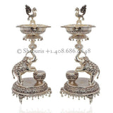 Pure Silver Diya,Indian Pooja Articles,Pure silver articles indian,indian pooja samagri,silver articles,diya lamps silver- NIHIRA - SHABURIS