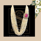 Side brooch pearl necklace | one side pendent necklace| Pearl Jewellery | Rice Pearls| indian bridal |Indian jewelry | Hair Accessories