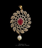 Diamond Pendant indian,South Indian jewelry,Pure silver diamond pendent,swarovski Pendent,Indian Wedding Jewelry -NIHIRA-SHABURIS