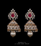 Diamond Buttalu,Swarovski Diamond Jhumka Jewelry Design,detatchable Jhumka Earrings,Jhumki,three in one diamond jhumka,buttalu,jhumka 3 in 1