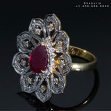 Cocktail Rings set,Latest Indian Jewelry,South Indian Jewelry,Pure silver polki pendent Indian,Indian polki ,Ruby  Diamonds,-NIHIRA-SHABURIS