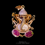 Bollywood Jewelry,Pure Silver Jewellery,Navaratan Ganesh Pendent,Big Indian studs,Indian Bridal,Indian Wedding Jewelry-NIHIRA-SHABURIS