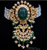 Padmavathi choker,Heavy choker,Sabyasachi Jewelry inspired,southindian Jewelery,indian Jewelery,Polki haram,Pure silver jewelry-NIHIRA