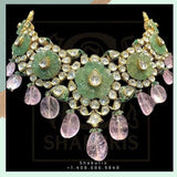 Polki Bridal choker,kundan ,polki , pearl,Heavy choker,Sabyasachi Jewelry inspired,indian Jewelery,Polki haram,Pure silver jewelry-NIHIRA