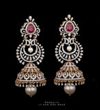 Diamond Buttalu,Swarovski Diamond Jhumka Jewelry Design,detatchable Jhumka Earrings,Jhumki,three in one diamond jhumka,buttalu,jhumka 3 in 1