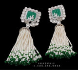 Tassel earrings,swarovski pearls,sabyasachi jewelry inspired Traditional indian Jewelery,Polki earrings,Pure silver jewelry-NIHIRA