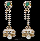 Diamond Jhumka ,diamond earrings,Pure silver Jhumkas Indian,Indian Earrings,Indian Wedding Jewelry -NIHIRA-SHABURIS