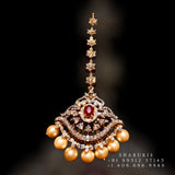 Maang tikka diamond papati billa,South Indian Jewelry,Pure silver jewelry Indian ,Ruby  Diamonds,-NIHIRA-SHABURIS