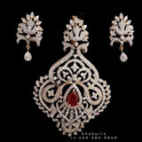 Diamond Pendant indian,South Indian jewelry,Pure silver diamond pendent,swarovski Pendent,Indian Wedding Jewelry -NIHIRA-SHABURIS