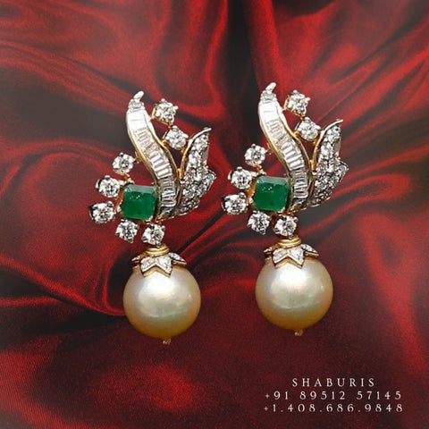 Diamond earring,pure silver jewelry indian jewelry sets indian gold jewelry look a like south indian earrings party wear earrings - SHABURIS