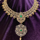 Diamond necklace pure silver necklace emerald quartz south sea pearls swarovski diamond indian jewelry sabyasachi inspired SHABURIS