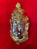 Pure Silver Lakshmi roopu,lakshmi mogum in silver, lakshmi mugam amba mugam,Varalakshmi vratam Ammavari Silver face decoration-5 inch-NIHIRA