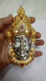 Pure Silver Lakshmi roopu,lakshmi mogum in silver, lakshmi mugam amba mugam,Varalakshmi vratam Ammavari Silver face decoration-5 inch-NIHIRA