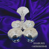 haldi bowl,kumkum bowl,sindhoor bowl,kumkum box,chandan box,pooja silver items,silver articles pooja,pure silver,4 cup kumkum holder silver