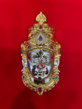 Pure Silver Lakshmi roopu,lakshmi mogum in silver, lakshmi mugam amba mugam,Varalakshmi vratam Ammavari Silver face decoration-5 inch-NIHIRA