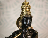 Large Krishna Statue in Brass with Stone work, 2 feet Big size Radhe Krishna Figurine, Large Size Brass RadhaKrishna Sculpture.