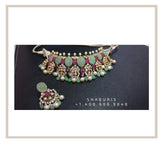 Diamond Choker Diamond Jhumka Diamond Earrings Antique Earrings Antique Jhumka Pure Silver jewelry Indian ,diamond Necklace-SHABURIS