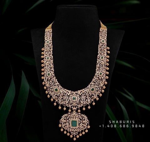 Nakshi Jewelry Polki Necklace Diamond Necklace Beaded Necklace Tanzanite Necklace Diamond Jewelry Moissanite Necklace Bridal-SHABURIS