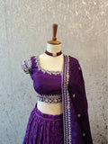 Chikankari Lehenga Purple Lehenga Designer Lehenga Wedding Lehenga Mehendi Lehenga Halfsaree Lehenga choli Purple Dress - HoneyBee