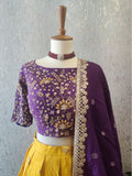 Designer Lehenga Choli Half Saree Langa Voni Mehendi outfit Yellow Lehenga Purple Lehenga Teens Party Lehenga Indian Half saree Kids Lehenga