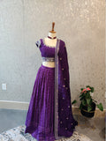 Chikankari Lehenga Purple Lehenga Designer Lehenga Wedding Lehenga Mehendi Lehenga Halfsaree Lehenga choli Purple Dress - HoneyBee