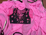 Designer Saree lace blouse pink & black saree blouse crape saree teens saree wedding saree cocktail saree mehendi saree  bollywood sarees