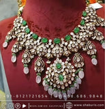 Victorian Diamond haram diamond necklace diamond vaddanam multi purpose necklace silver jewelry indian wedding jewelry - SHABURIS