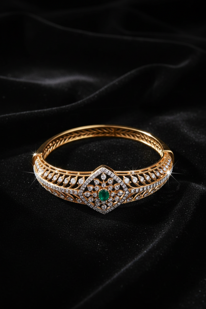Diamond bracelet Cocktail bracelet Cocktail bangle - 925 Silver Jewelry - 22ct Gold Plated - CZ Bangles - South indian diamond Bangles design