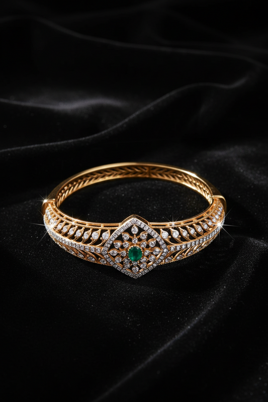 Diamond bracelet Cocktail bracelet Cocktail bangle - 925 Silver Jewelry - 22ct Gold Plated - CZ Bangles - South indian diamond Bangles design
