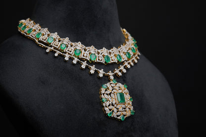 Diamond necklace Pure Silver jewelry Indian diamond Necklace silver jewelry - Ready Stock in Hyd Store -SHABURIS