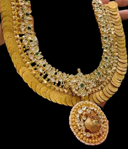 Kasu Necklace Polki necklace 925 silver jewelry 22k gold plated - SHABURIS