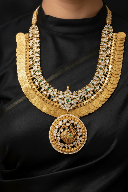 Kasu Necklace Polki necklace 925 silver jewelry 22k gold plated - SHABURIS