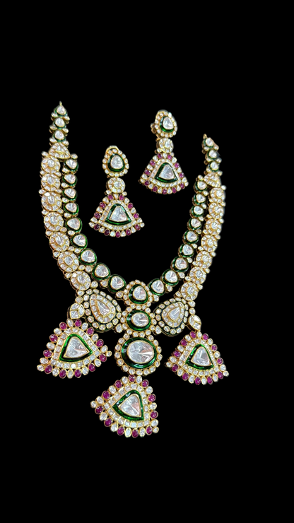 Bridal Necklace Polki necklace 925 silver jewelry 22k gold plated - SHABURIS