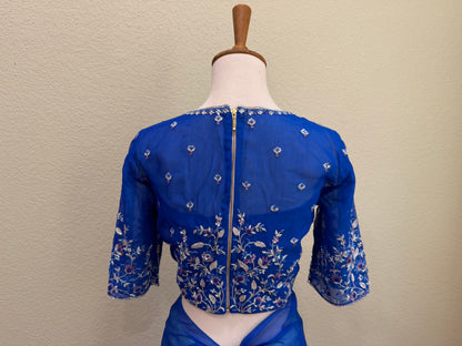 Cocktail saree with Blouse - Royal Blue