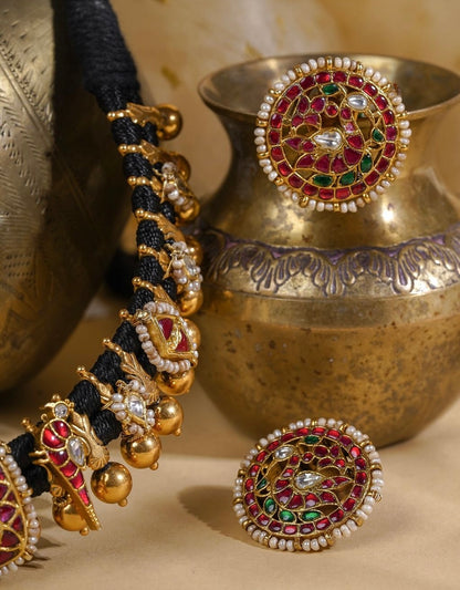 Temple necklace silver necklace 925 silver with 22k gold plated - SHABURIS