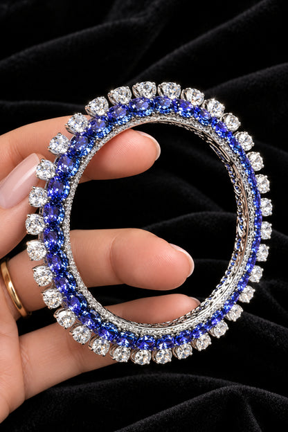 Tanzanite Bangles Diamond Bangles,South Indian Jewelry,silver indian Bangles,pure silver Swaroski Bangles,Indian Wedding Jewelry -SHABURIS