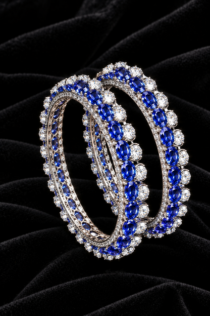 Tanzanite Bangles Diamond Bangles,South Indian Jewelry,silver indian Bangles,pure silver Swaroski Bangles,Indian Wedding Jewelry -SHABURIS